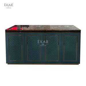 Contemporary Luxury Sideboard with Marble-Top Solid Oak Wood and Ample Storage for Dining Rooms Kitchen Living Room or Hotel