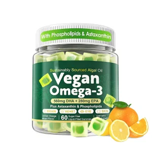 Vegan Omega 3 Gummies Algae Based DHA EPA