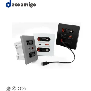 Decoamigo Inovador 2025 Soquete USB Multifuncional com Cabo de Carregamento 20W Painel de Tomada de Energia Tipo C para Parede