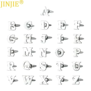 High Polished Brass Silver Initial Cufflinks