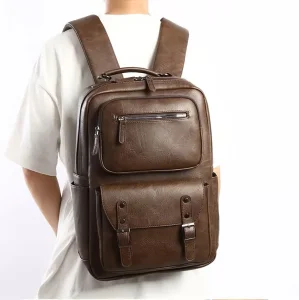 RMOVE Luxury Business PU Leather Backpack Men Waterproof Large Capacity Laptop Bag Travel Computer Backpack for Men