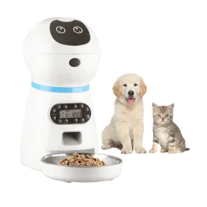 3.5L Automatic Pet Feeder Voice Recorder Robot Style Smart Food Dispenser for Cats and Dogs LCD Screen Dual Power Supply