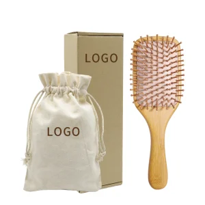 BOOMHOME Wooden Hair Brush Bamboo Square Oval Custom Paddle Brush Bristles Hair Comb Women Men Massage Scalp Bamboo Hairbrush