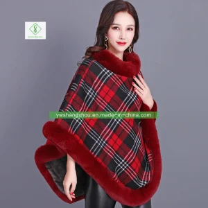 European Plaid Cashmere Shawl Poncho