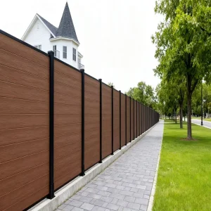 Outdoor New Carved WPC Fence Panel Aluminum Post Windproof Design