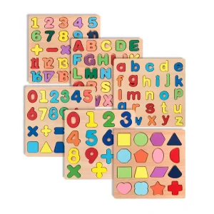 Montessori Learning Alphabets 3D Puzzle Game Number Shape Board for Kids Educational Toy for Boys Girls Wood Material MOQ 100pcs