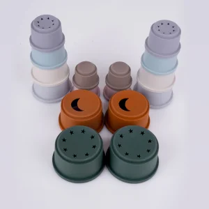 Silicone Stacking Cups Block Set Interactive Educational Toy for Children and Babies 0-24 Months
