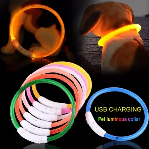Glow-in-The-Dark Rechargeable LED Dog Collar for Safe Night Walks