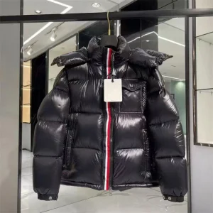 Luxury Designer Fashion Brand Couple Hooded Warm Coat White Duck Down Winter Bubble Jacket Women Mens Black Shiny Puffer Jacket