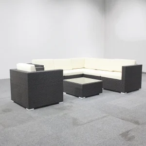 Foshan Wholesale Custom Garden Outdoor Synthetic Rattan Corner Sofa Cushions Set Outdoor Garden Wicker Patio Sectional Sofa