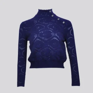 100% Wool Pointelle Pattern Women's Sweater Fashion Knitwear