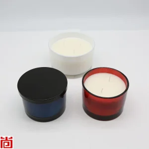 Round Glass Candle Jar with Metal Lid for Home Decor