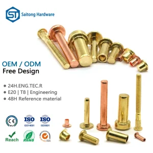 Custom Metal Flat Solid Tubular Rivets Flat Fasteners Clips Automotive Auto Brake Brass Fasteners Custom Brass Rivet Fasteners