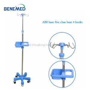 Medical Instrument Infusion Drip Pole IV Stand with Wheels Adjustable