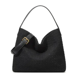 Bolsa Hobo de Couro PU Trançado à Mão