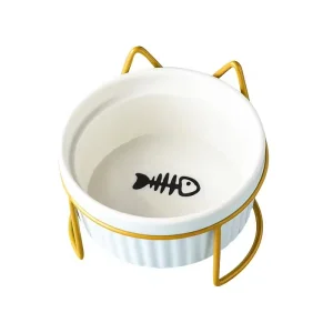 Ceramic Pet Feeding Bowl with Stand Tilted