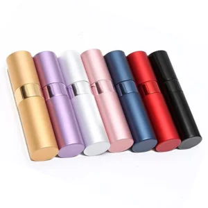8ml Aluminium Atomizer Refillable Perfume Spray Bottle Glass Collar Screw Cap Matte Finish for Chemical/Cosmetic Liquids