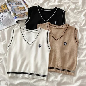 V-neck Knitted Tank Top for Women