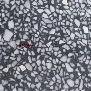 Black and White Chip Cobblestone Terrazzo Patterns for Background Wall