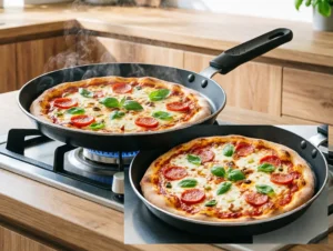 Professional 24/28CM Black Pizza Pan Uniform Heat Conduction Baking Dish Household Commercial Cookware for Gas/Induction Cooktop