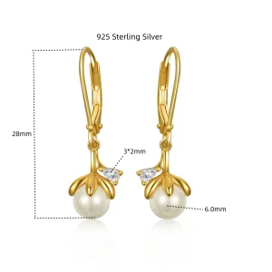 Pearl Drop Earrings Sterling Silver Teardrop