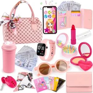 2026 Hot Sale New Realistic Children's Pretend Play Toy Fashion Handbag Shopping Pretend Play Portable Pretty Makeup Toys Set