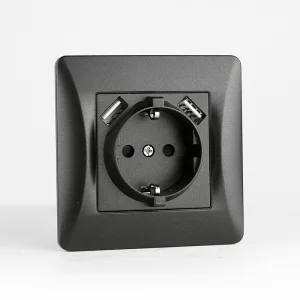 Tomada de parede com carregador USB com duas portas, tomada de carregamento tipo A, tomada de energia europeia