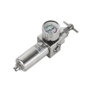 316 Regulador de Pressão de Filtro de Ar em Aço Inoxidável Sfr200 Válvula Redutora de Pressão de Filtro Pneumático com Manômetro para Gás Corrosivo