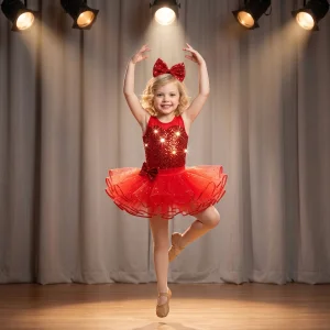 Girls Red Jazz Dance Costume