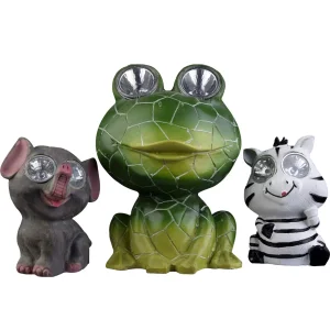 Estatua de animal de dibujos animados al por mayor china, luz solar decorativa para senderos exteriores