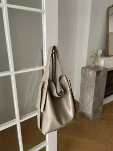 Small Genuine Leather Bag Women Casual Versatile Bucket Bag Single Shoulder Tote Crossbody Bag