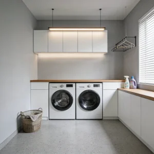 Laundry Cabinet Storage System with Durable Panel Construction