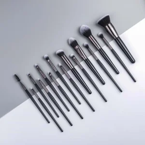 Black Makeup Brush Set Vegan Synthetic Hair