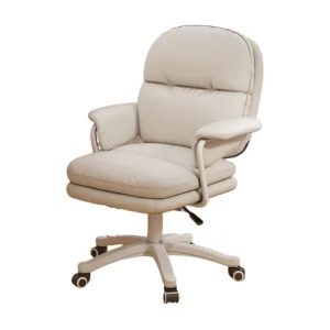 Modern Swivel Lift Chair Comfortable PU Material Elegant Design for Office Study Dormitory Bedroom-Long Sitting Desk Backrest