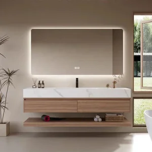Modern Wall Mounted Bathroom Vanity Set for Bathroom Hotel Villa Apartment Washroom LED Mirror Cabinet