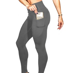 Multi Pocket Yoga Pants Women Squat Proof Gym Leggings High Waist Layered Side Pockets Athletic Tights Workout Trousers