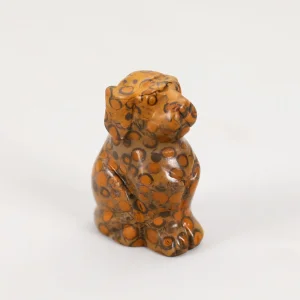 Wholesale Natural Crystal Carved Cute Small Dog Carving Statue Leopard Skin Jasper Animal Crafts for Home Decoration Gift