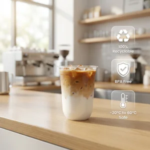 10-20oz Custom Logo U-Shaped Cups Disposable Plastic Cold Drink Coffee Juice Cups with Lids and Straws BPA Free FDA Certificated