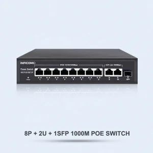 120W 8+2+1SFP Ports 10/100/1000M PoE Switch with 22Gbps Capacity for AP and IP Camera