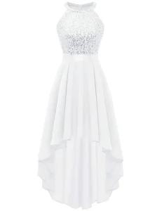 Vestido de cóctel de encaje floral de mujer elegante