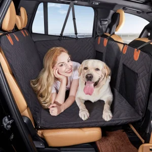 Dog Oxford Hammock Car Seat Cover with Safety Belt and Hard Bottom for Back Seat Eco-Friendly Fits All Cars
