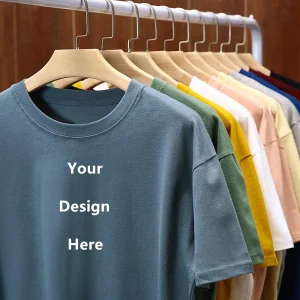 Camiseta Masculina em Atacado em Branco Impressão Personalizada 100% Algodão Premium de Peso Pesado Camisetas Lisos com Logotipo Personalizado Impressão e Bordado