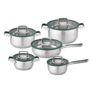 High-Quality 10-Piece Stainless Steel Cookware with Ergonomic Handles