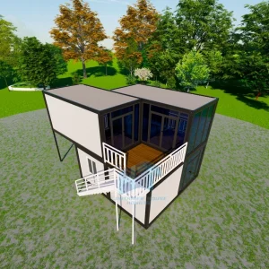 CE Marked Modular Prefab House White Container Home with Outdoor Stairs for Coastal Resorts &amp; Mountain Cabins Made of Steel