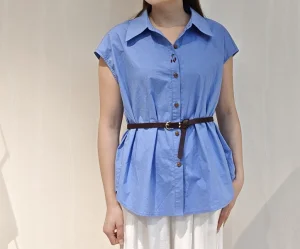 Casual Women's Blue Blouse Embroidery