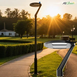 إضاءة حديقة LED من Allgreen Aggl03 - مصنع OEM/ODM في الصين، حد أدنى للطلب منخفض، جميع الأحجام متاحة، عينة مجانية، 150lm/W, 30W-120W للمناظر الطبيعية والفيلات