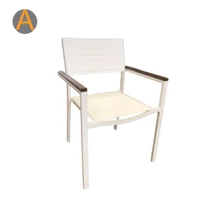Elegant Design Outdoor Dining Chair with Supporting Wood Accent Armress All Weather, Garden Furniture Backyard