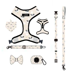 Dye Sublimation Printing Custom Logo Dog Harness Reflective Adjustable Pet Harness Accessory