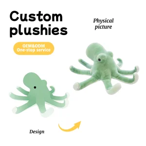 Custom Animal Plush Toy Customizable Green Octopus Plush Wholesale Retail Eco-Friendly Fabric Custom Animal Plush Toy