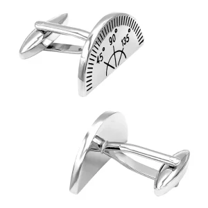 Unique Design Metal Plating Silver Protractor Cufflinks